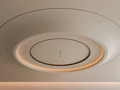 Modern Circular Ceiling Design With Recessed Lighting And Layered Structure 3d model