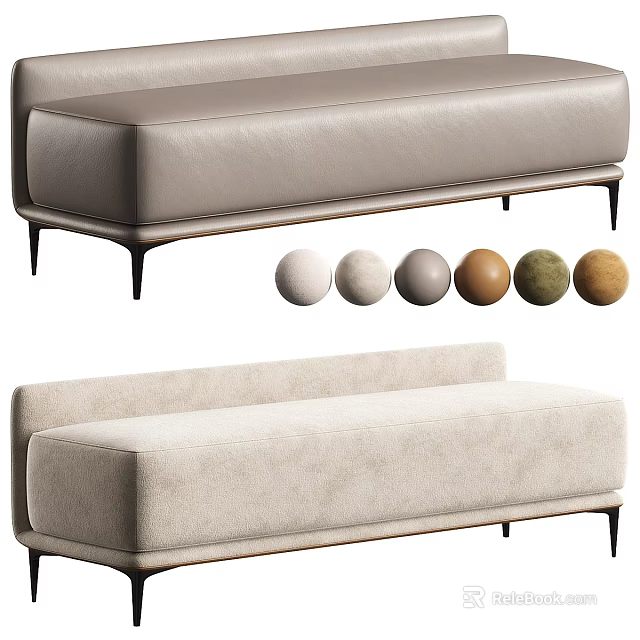 Modern Upholstered Sofa Bench With Multiple Color Options For Contemporary Living Room Decor 3d model 