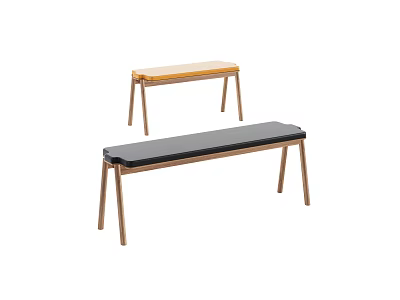 Modern Public Benches With Wooden Legs And Black Or Wooden Tops Design 3d model