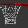 Red Rim Basketball Hoop With White Net And Wall Mounted Structure 3d model