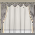 Elegant Double Layer Curtains With Dark Gray Outer And White Sheer Inner Layers 3d model