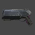 Futuristic Sci Fi Weapon 3D Rendered Handgun With Metallic Sleek Structure And Dark Purple Color