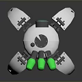 Game Movie Character Futuristic Mechanical Robot With Multiple White Legs Green Accents And Antenna