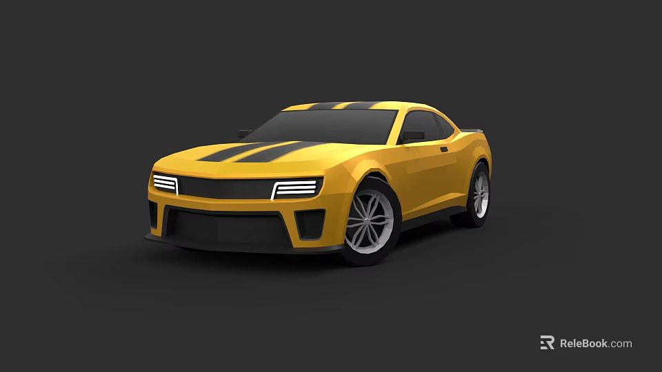 Modern Yellow Sports Car With Black Stripes And Sleek Exterior Design 3d model 