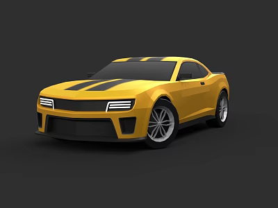 Modern Yellow Sports Car With Black Stripes And Sleek Exterior Design 3d model