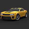 Modern Yellow Sports Car With Black Stripes And Sleek Exterior Design