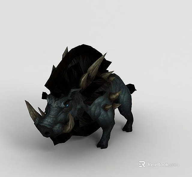 Tech Exhibition Hall Featuring 3D Spiked Boar Model With Sharp Tusks And Horns 3d model 