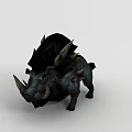 Tech Exhibition Hall Featuring 3D Spiked Boar Model With Sharp Tusks And Horns