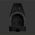 Traditional Stone Oven With Arched Opening Brick Lining And Charcoal Inside 3d model