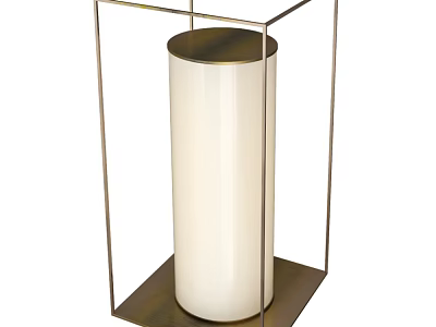 Modern Floor Lamp Design With Metal Frame White Cylindrical Shade And Square Base 3d model