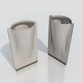 Two Modern Public Trash Cans With Sleek Stainless Steel Cylindrical Design