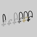 Modern Kitchen Faucet With Black Flexible Hose And Silver Metal Base
