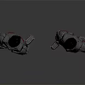 Futuristic Armored Humanoid Characters In Two Angles With Silver Red Armor And Reflective Surfaces
