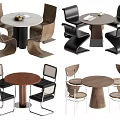 Modern Table And Chair Sets Featuring Round Tables And Stylish Metal Frame Chairs 3d model