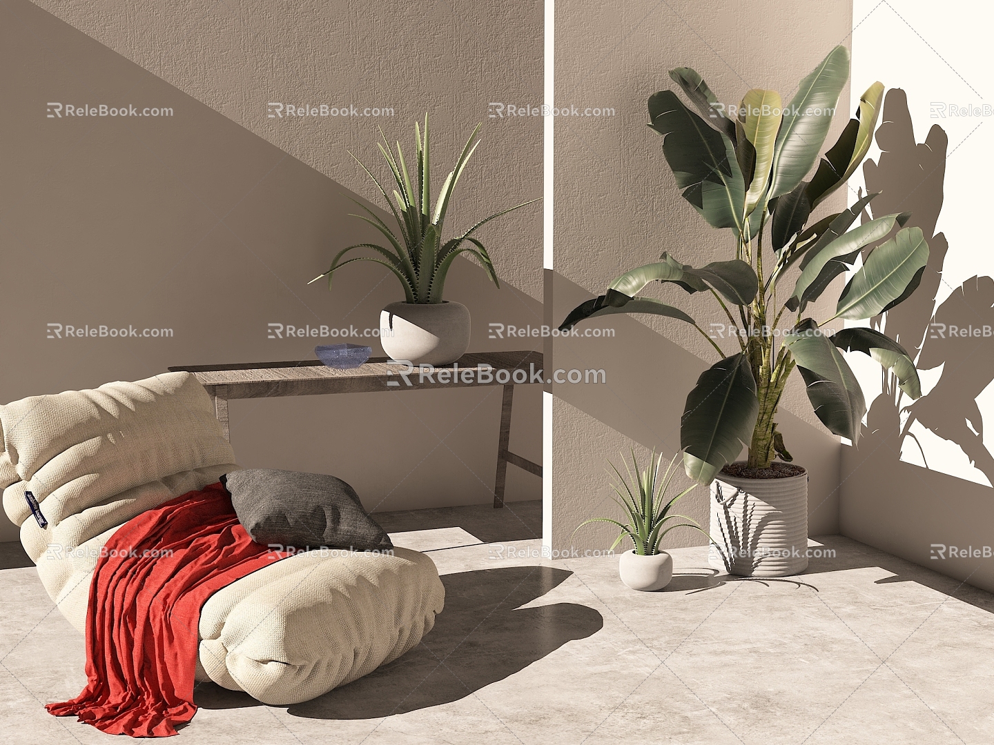 Green Plant Lazy Sofa Accessories Furnishings Green Plant Ornaments Green Plant Combination 3d model