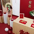 Chinese Wedding Decoration Setup With Red Double Happiness And Traditional Elements 3d model