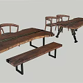 Rustic Wooden Tea Table And Chairs With Natural Grain And Comfortable Seats