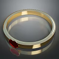 Elegant Golden Bangle With Red Heart Decoration And Smooth Polished Surface