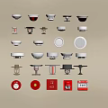 Fire Safety Equipment Collection With Smoke Detectors Heat Detectors Sprinklers And Manual Call Points