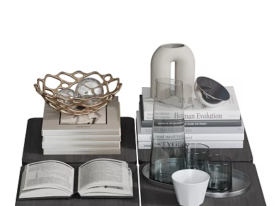 Indoor Decorative Scene With Inflatable Model Books And Glassware Display Items 3d model