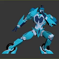Futuristic Blue Robot Game And Movie Character With Mechanical Design And Dynamic Pose