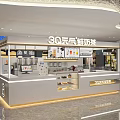 Modern Milk Tea Shop Interior Design With Fresh Milk Tea Counter And Mall Display Area