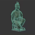 Ancient Terracotta Warrior Sculpture In Kneeling Pose With Detailed Armor And Traditional Craftsmanship