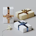 Decorative Gift Boxes With Gold And Blue Bows For Home Decoration