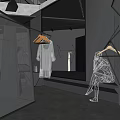 Modern Clothing Store Interior With Glass Partitions Clothing Displays And Handbags