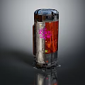 Metal Suitcase With Red Body Silver Top And Stand Base Design