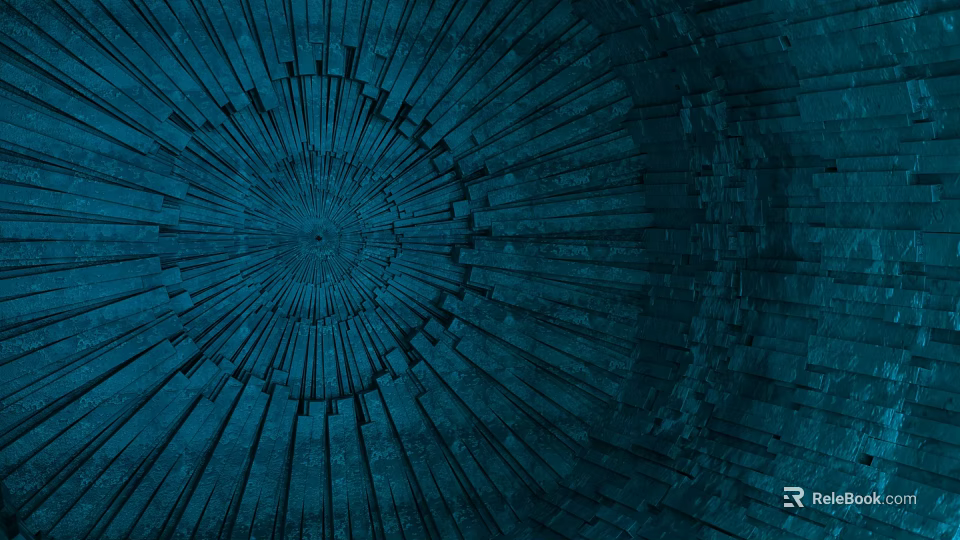 Deep Blue Radial Pattern Design Featuring Vertical Lines And Geometric Symmetry 3d model 