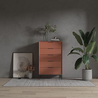 Modern Bucket Cabinet Italian Style Minimalist Five-drawer Cabinet Simple Solid Wood Storage Sideboard Bedside Storage Cabinet 3d model