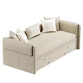 Modern Beige Sofa Bed With Soft Fabric Pillows And Underbed Storage Drawers 3d model