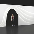 White Wavy Archway With Person Standing Under Black Background And Game Over Text Top Right