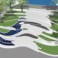 Modern Garden Landscape Design With Curved Pathways Lush Greenery And Stepped Terraces