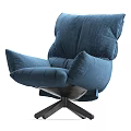 Blue And Light Gray Modern Plush Accent Chairs With Swivel Base For Comfortable Seating