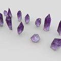 Multiple Amethyst Crystals Showcased On White Background With Various Shapes