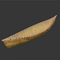 Traditional Wooden Canoe With Intricate Textured Design For River Water Travel