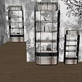 Modern Metal Frame Decorative Cabinet With Multiple Shelves And Storage Baskets In Living Space