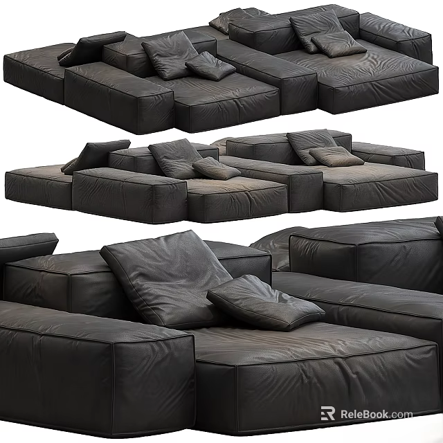 Modern Two Seater Leather Sofa With Comfortable Cushions And Contemporary Design Elements 3d model 