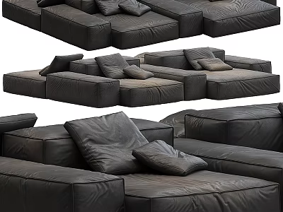 Modern Two Seater Leather Sofa With Comfortable Cushions And Contemporary Design Elements 3d model