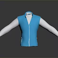 Blue Zip Front Vest With White Long Sleeves And Modern Design 3d model