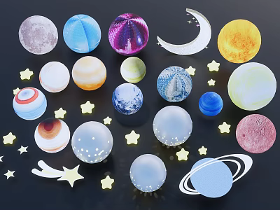 Unique Colorful Planet Moon Star Shaped Decorative Lights For Home Decor 3d model