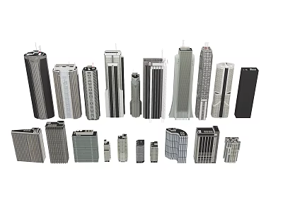 Various Skyscraper Building Models With Different Designs And Heights 3d model
