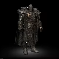 Man in Detailed Medieval Warrior Armor with Chain Accents and Spiked Pauldrons