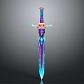 Colorful Fantasy Sword With Blue Purple Gradient And Decorative Hilt Design