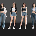 Women Showcasing Different Jeans Outfits With Crop Tops Cardigans And Casual Looks
