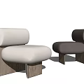 Modern Leisure Chair with White and Dark Gray Upholstered Cushion and Wooden Frame