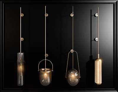 Modern Wall Lamps with Various Styles Gold Brackets and Glass Shades 3d model