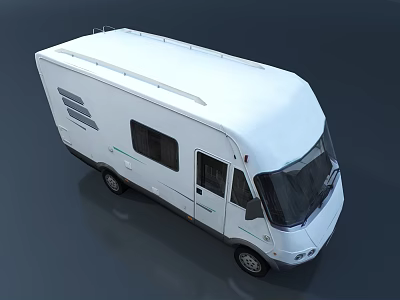White Modern RV With Roof Rack And Side Windows Exterior Design 3d model